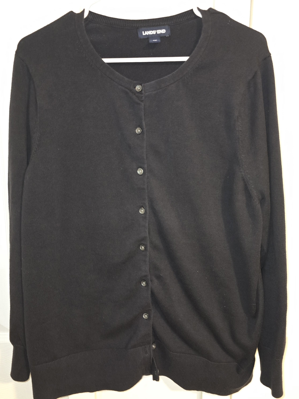 Lands' End Women's Black Button-Front Cardigan